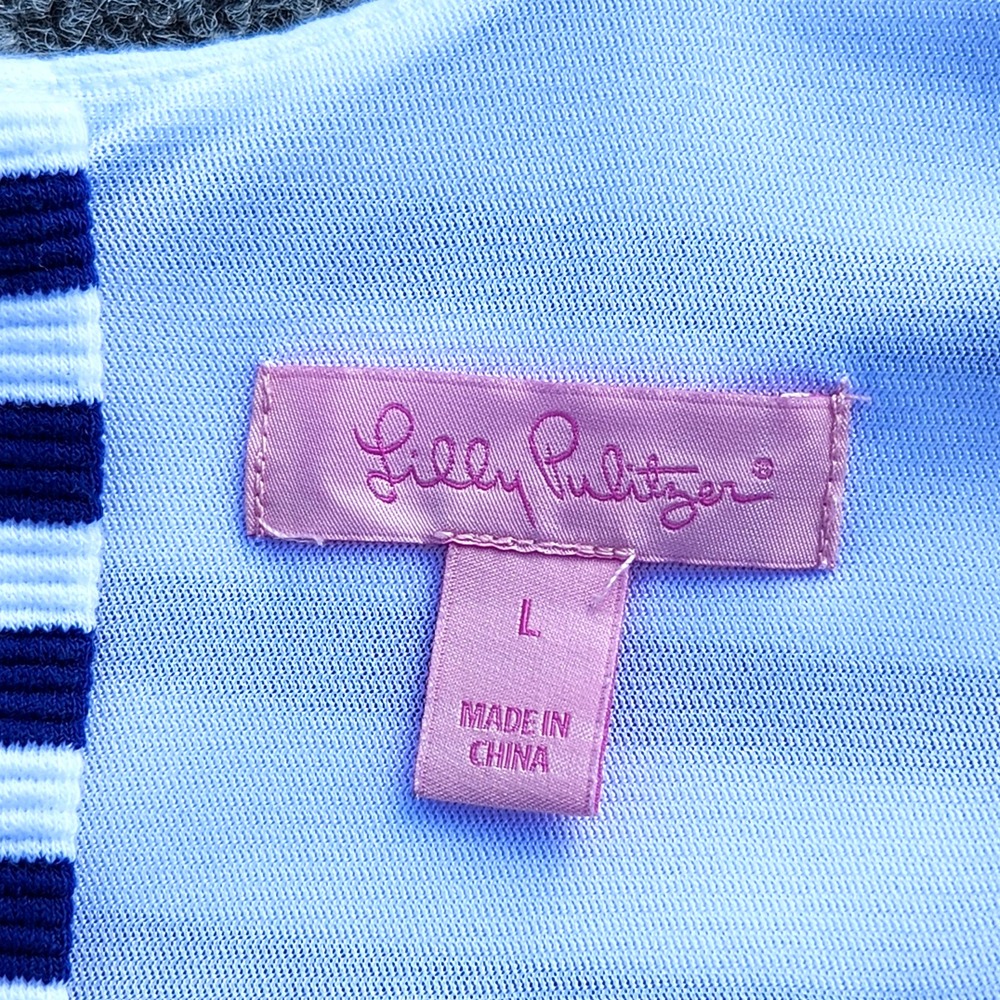 Lilly Pulitzer Navy and White Striped Long Sleeve Dress - Picture 7 of 7